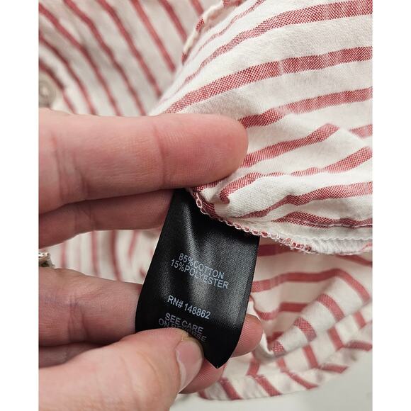 Torrid seersucker red Neutral striped tunic button up long sleeve top 1X career - Picture 3 of 7